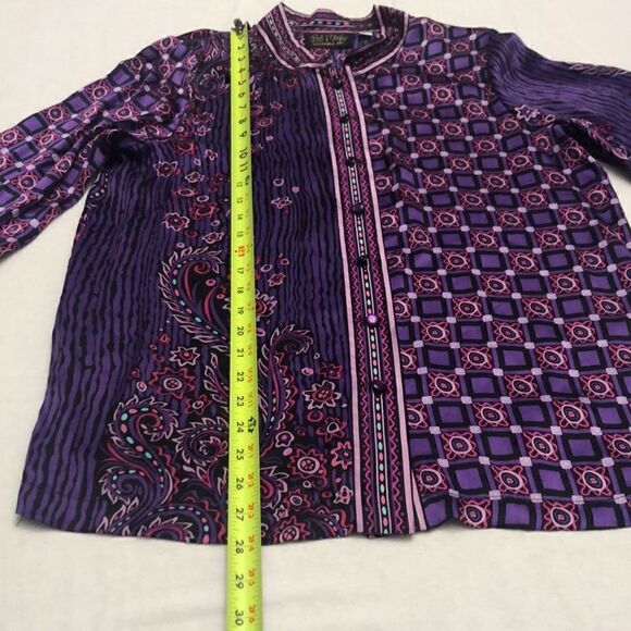 100 % silk Bob Mackie womens button up blouse size M - Picture 11 of 16